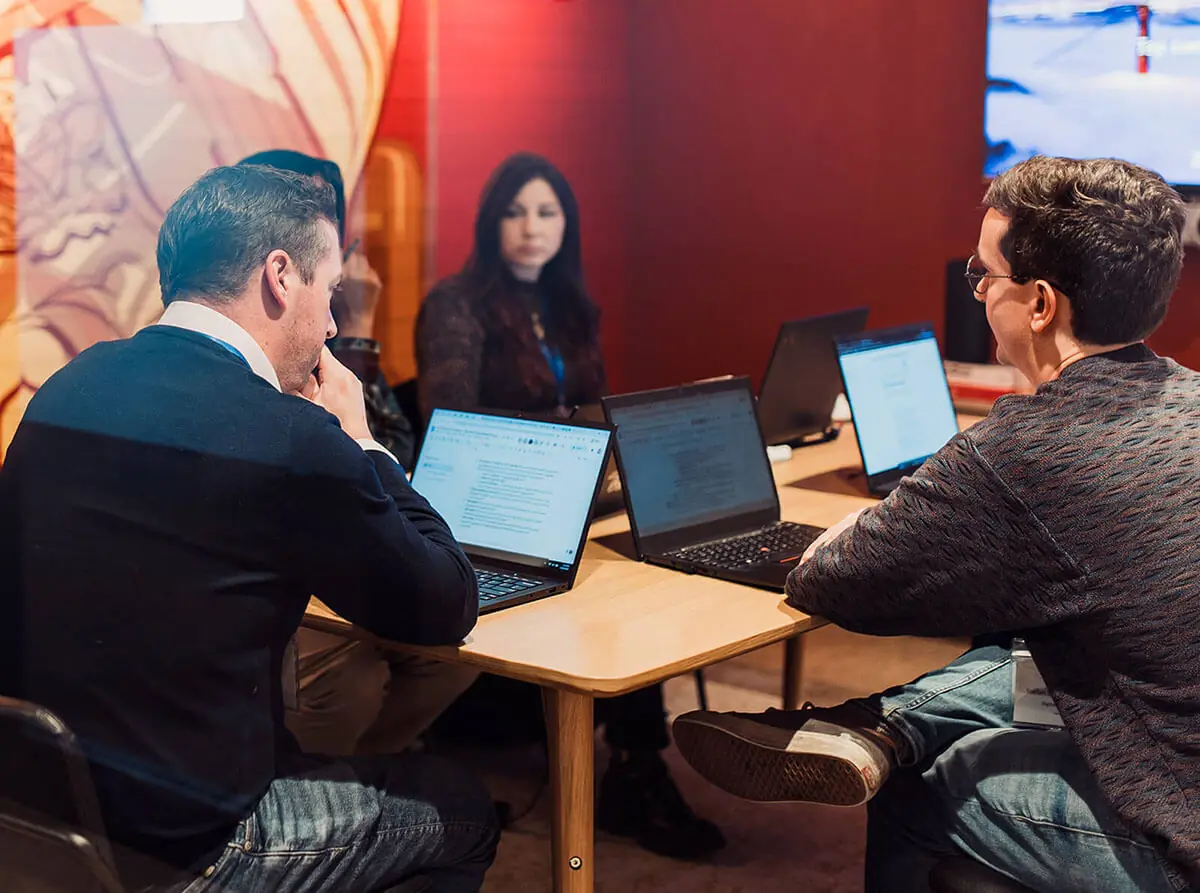 Group working together around a table